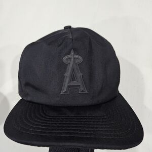 New Era Blacked Out Nylon Los Angeles Angels Baseball Hat. W /Adj Strap